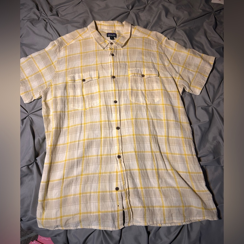 Patagonia Protester Plaid Surfboard Yellow Steersman Slim‎ Fit Shirt - Men’s XXL